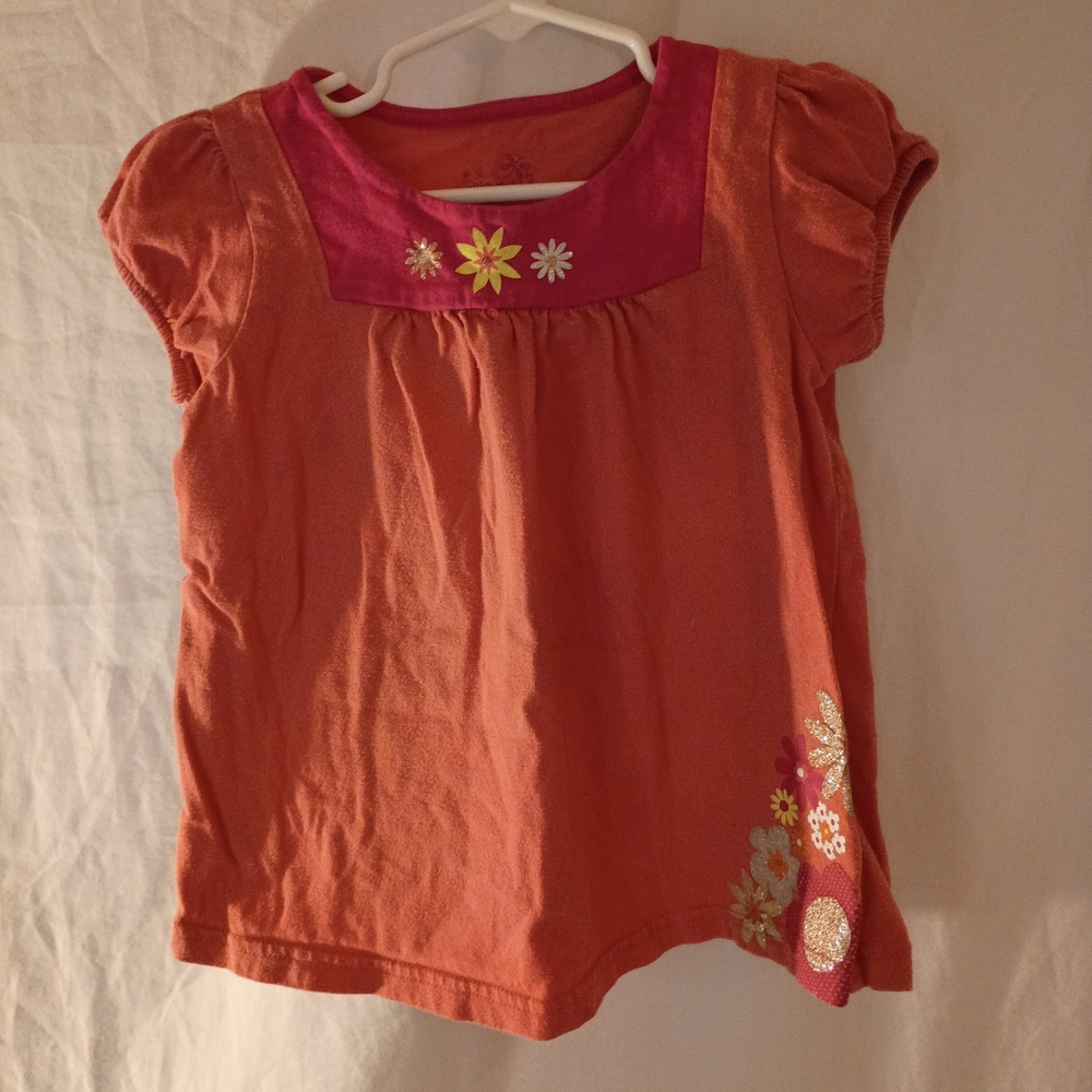 Okie Dokie Orange and Pink Floral Tee